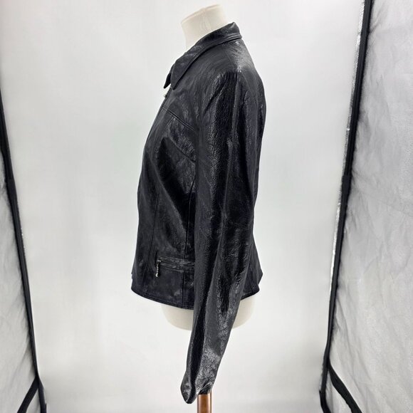 Bebe Black 100% Leather Jacket Womens Size S - Picture 8 of 12